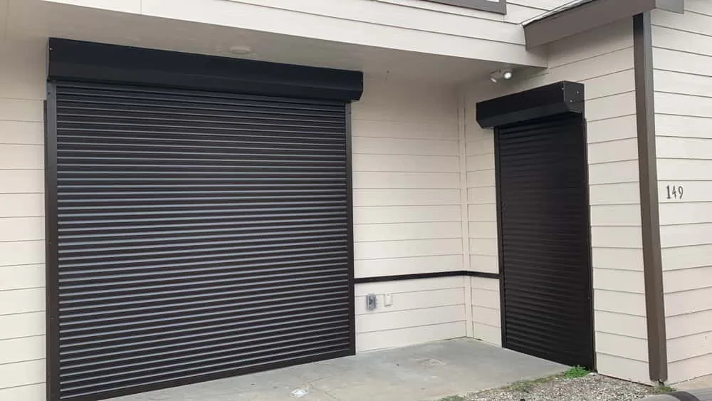 Black residential roll shutters